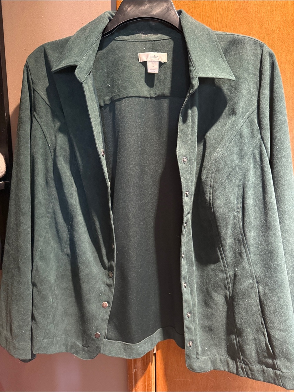 CJ Banks Dark Green Suede Utility Jacket